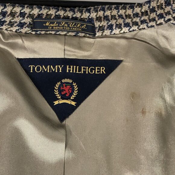 Vintage Tommy Hilfiger Houndstooth Blazer 44L Three-Button USA Union Academia - Picture 10 of 14